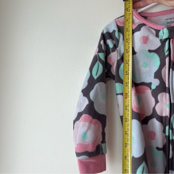 Floral and giraffe toddler girl fleece Onesie zip up pajamas size 3T colourful - Picture 12 of 13